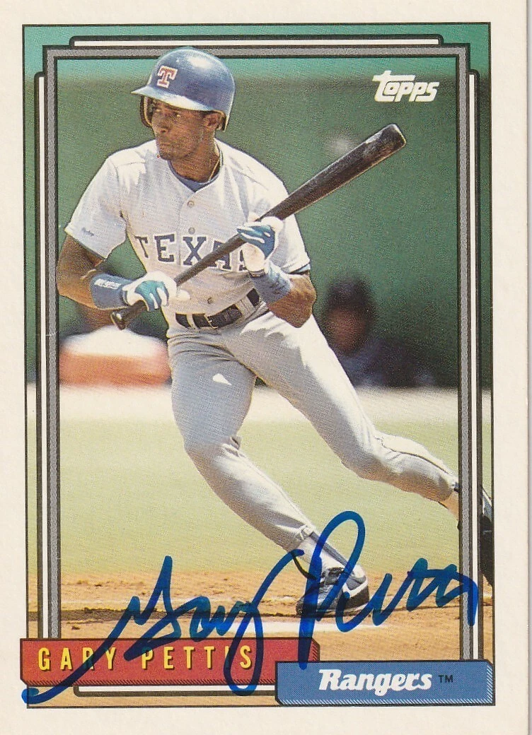 GARY PETTIS TEXAS RANGERS  SIGNED 1992 TOPPS CARD #756