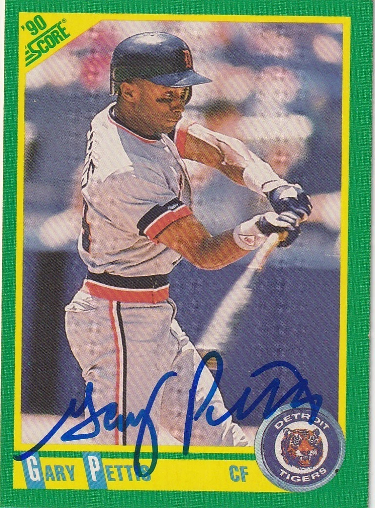 GARY PETTIS DETROIT TIGERS  SIGNED 1990 SCORE CARD #136