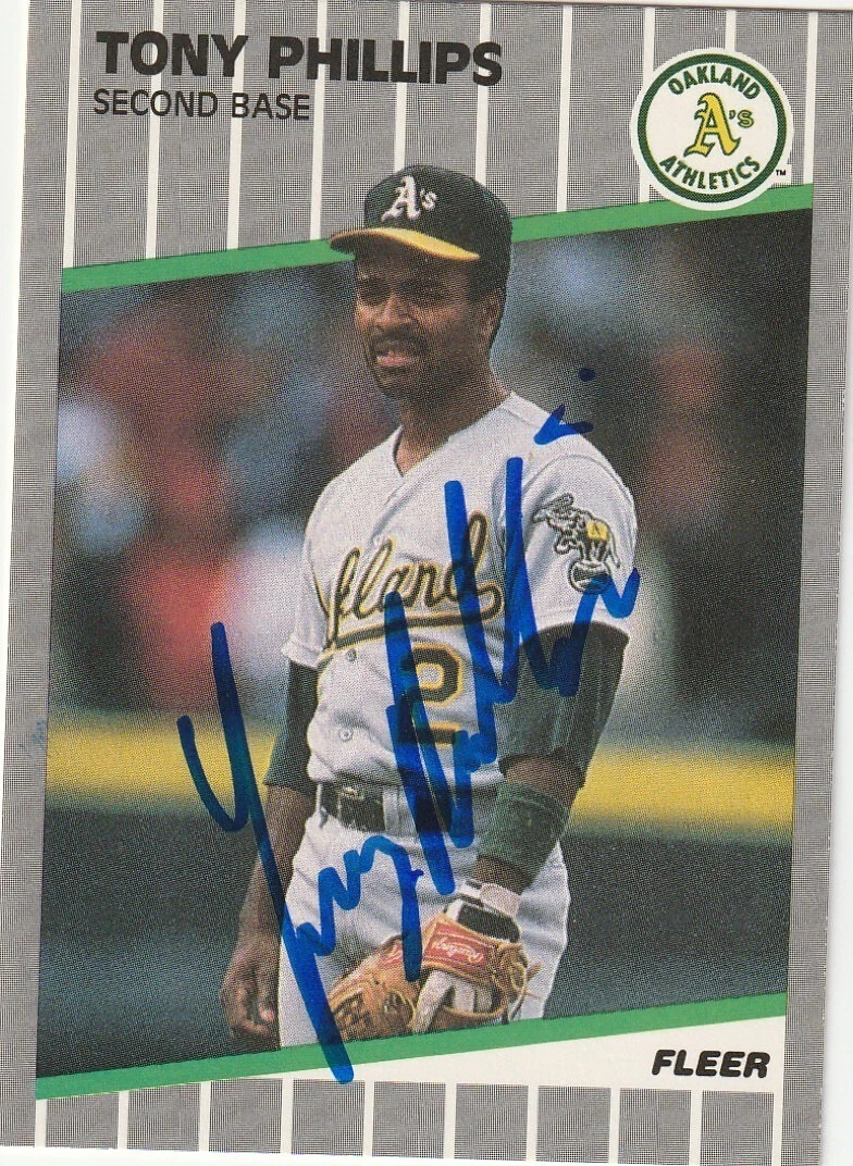 TONY PHILLIPS OAKLAND A'S  SIGNED 1989 FLEER UPDATE CARD #U-56