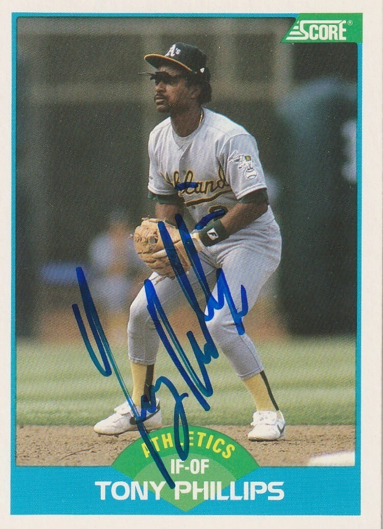 TONY PHILLIPS OAKLAND A'S  SIGNED 1989 SCORE CARD #156