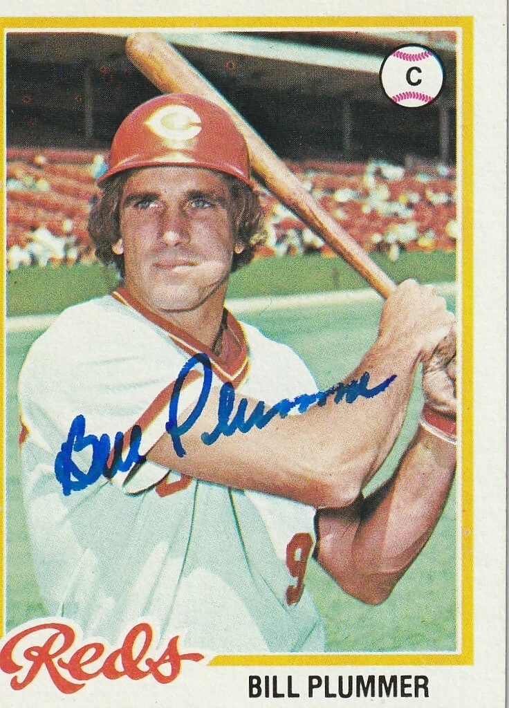 BILL PLUMMER CINCINNATI REDS  SIGNED 1978 TOPPS CARD #106