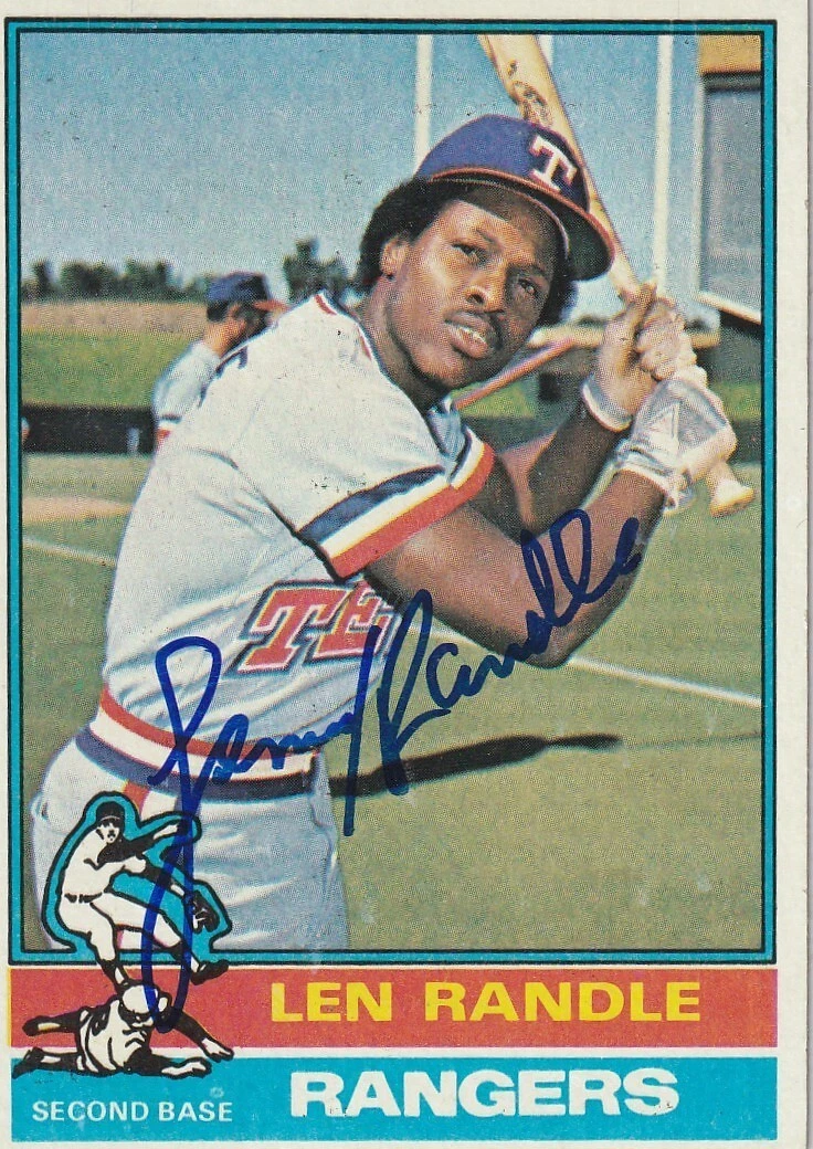 LENNY RANDLE TEXAS RANGERS  SIGNED 1976 TOPPS CARD #31