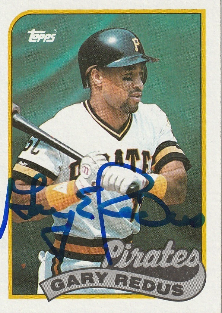 GARY REDUS PITTSBURGH PIRATES SIGNED 1989 TOPPS CARD #281