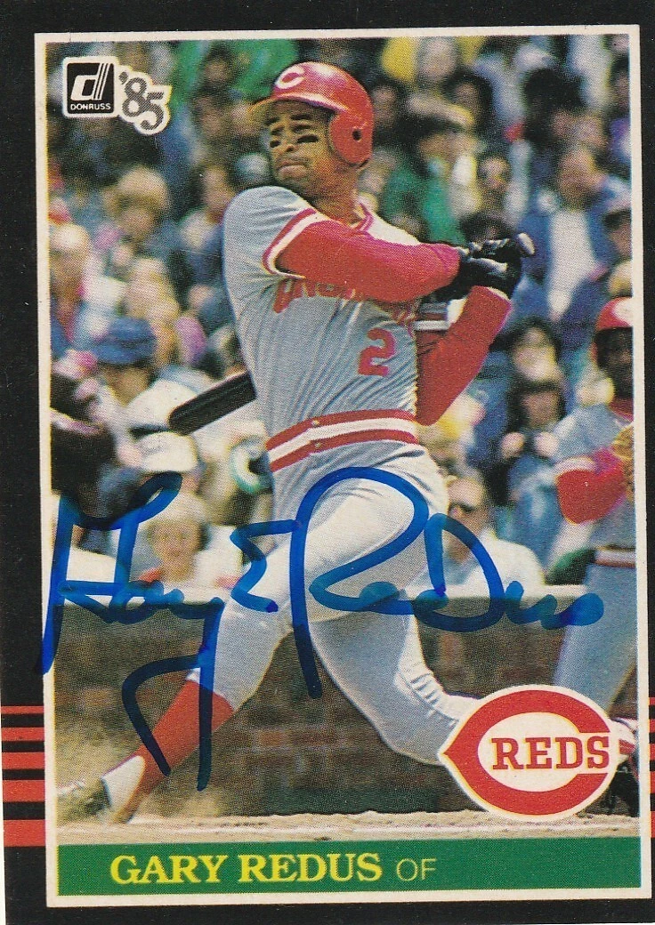 GARY REDUS CINCINNATI REDS SIGNED 1985 DONRUSS CARD #306