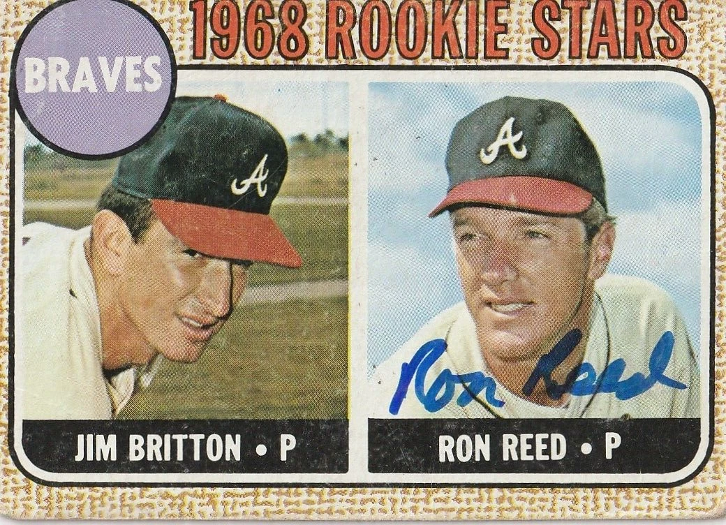 RON REED ATLANTA BRAVES SIGNED 1968 TOPPS CARD #76