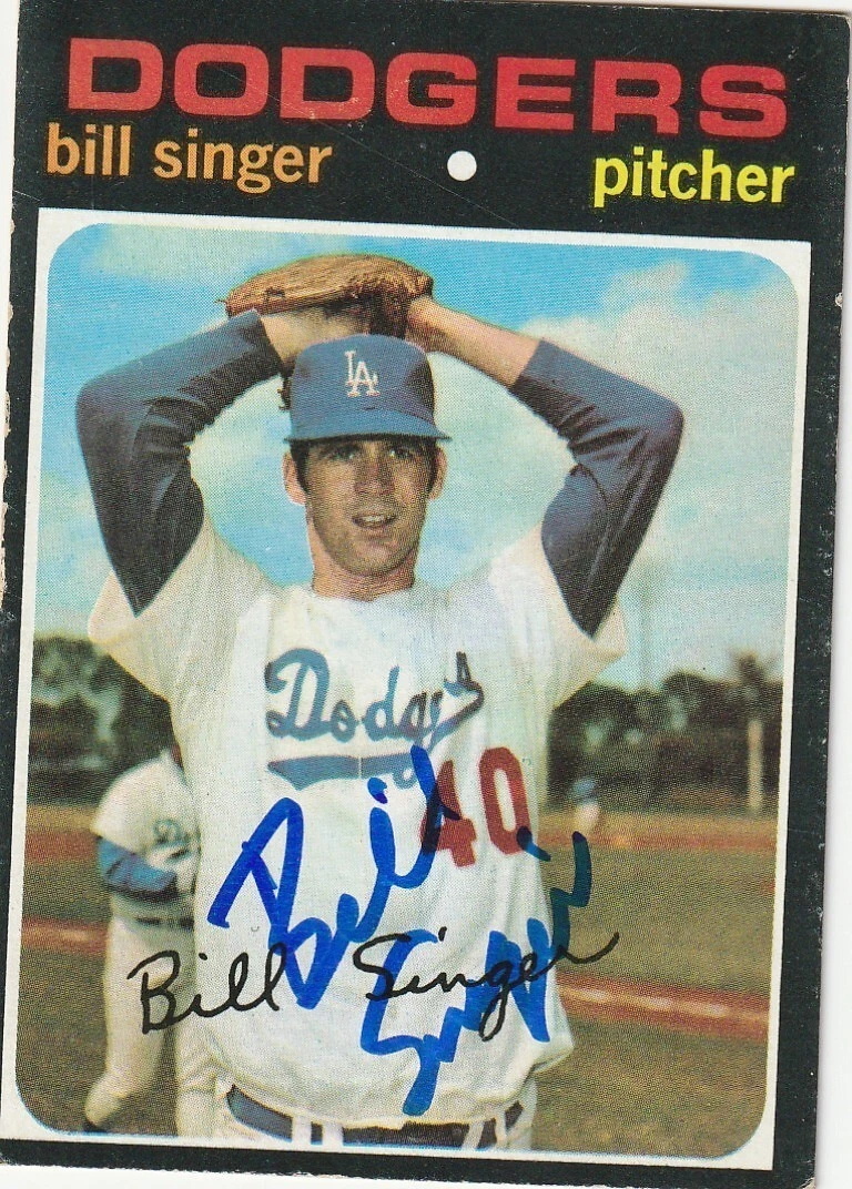 BILL SINGER LOS ANGELES DODGERS  SIGNED 1971 TOPPS CARD #145