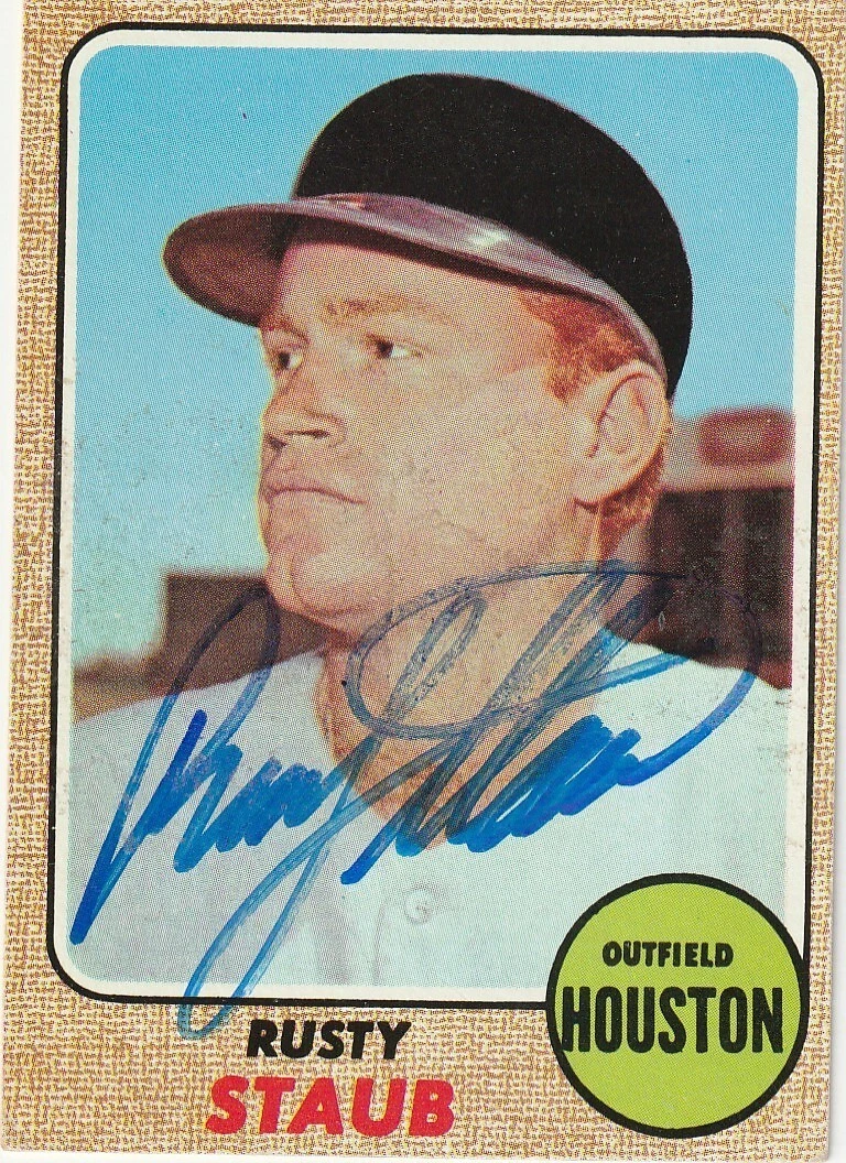 RUSTY STAUB HOUSTON ASTROS  SIGNED 1968 TOPPS CARD #300