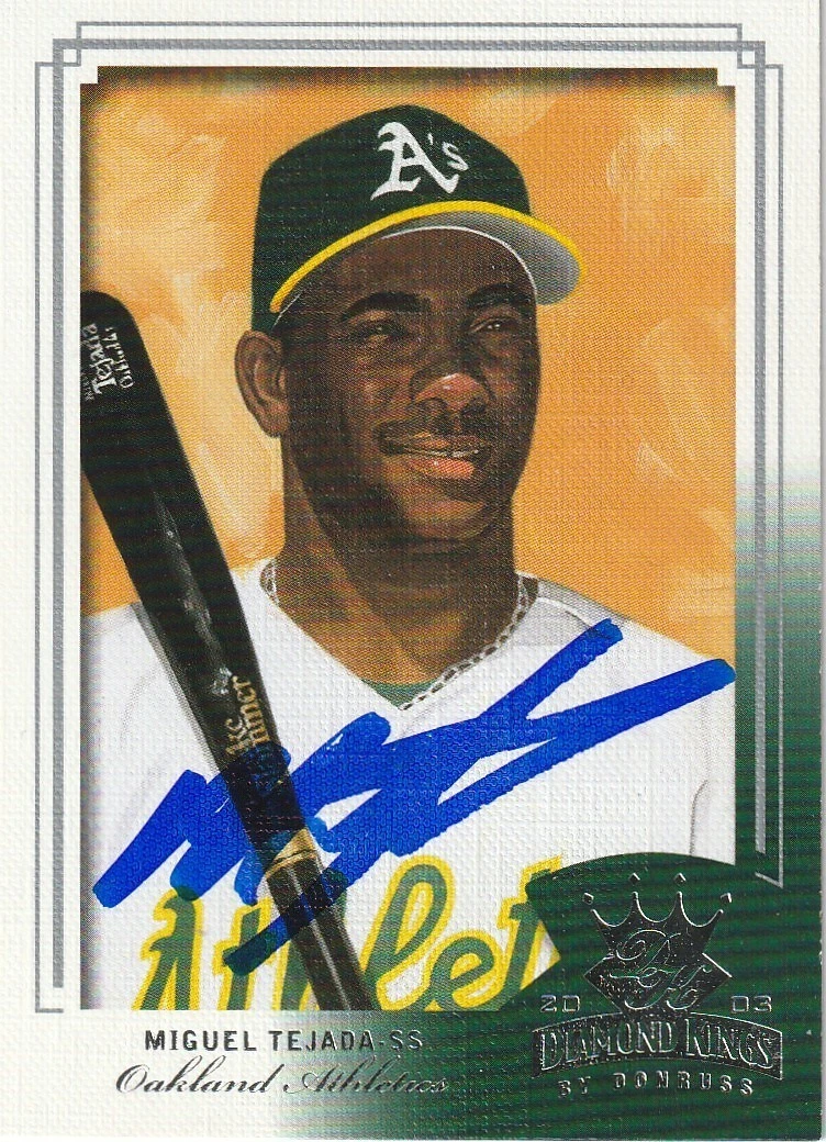 MIGUEL TEJADA OAKLAND A'S  SIGNED 2003 DIAMOND KINGS CARD #51