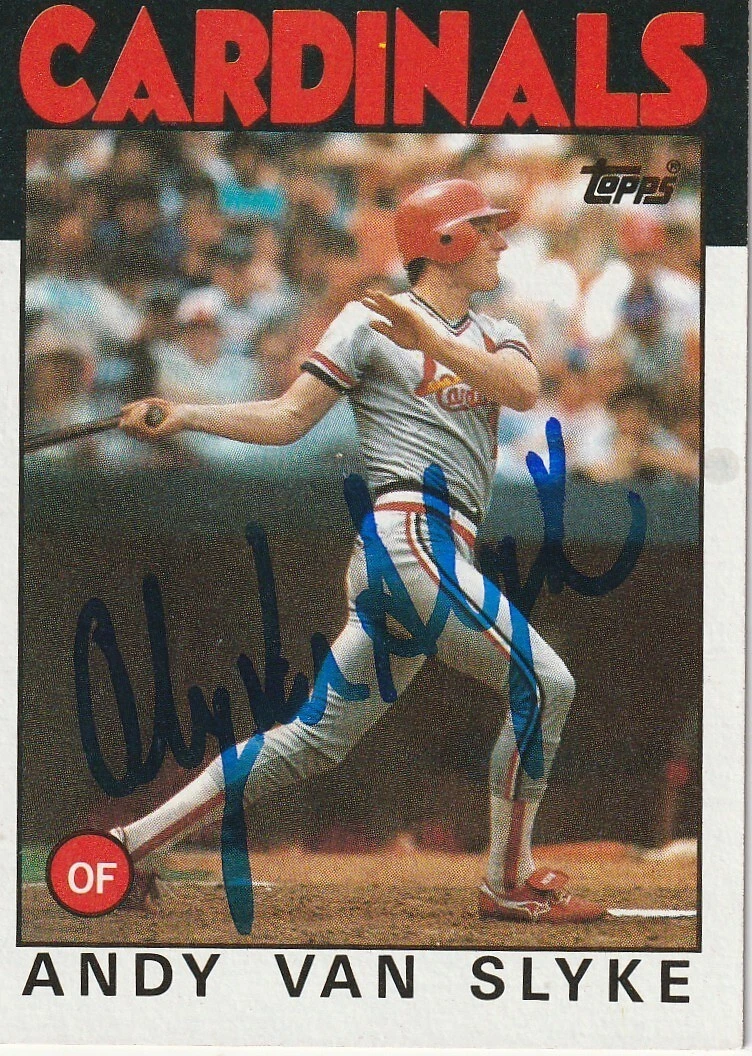 ANDY VAN SLYKE ST. LOUIS CARDINALS  SIGNED 1986 TOPPS CARD #683