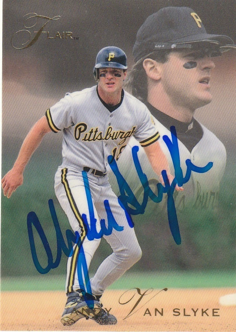 ANDY VAN SLYKE PITTSBURGH PIRATES  SIGNED 1993 FLAIR CARD #117