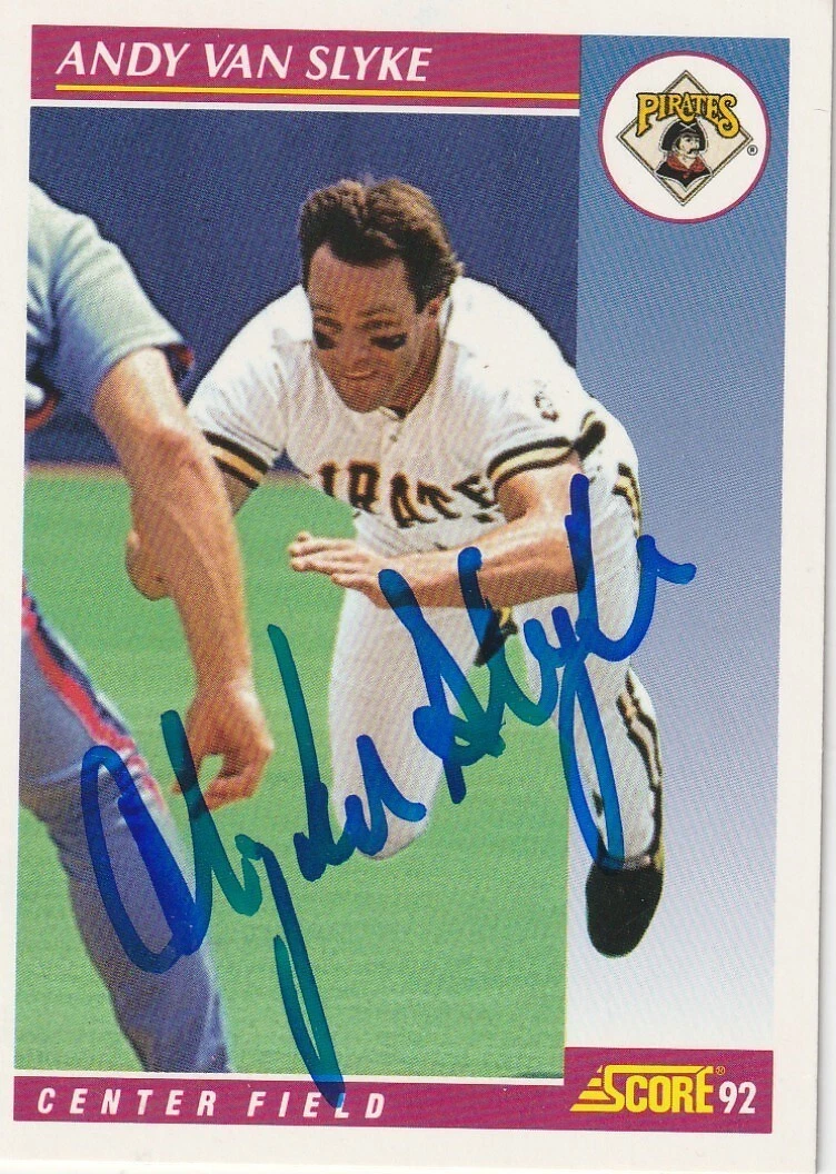 ANDY VAN SLYKE PITTSBURGH PIRATES  SIGNED 1992 SCORE CARD #655