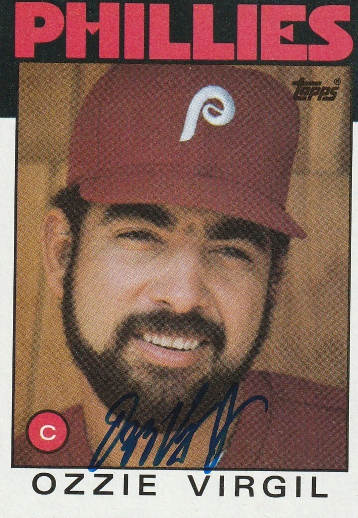 OZZIE VIRGIL PHILADELPHIA PHILLIES 1986 TOPPS CARD #95 SIGNED