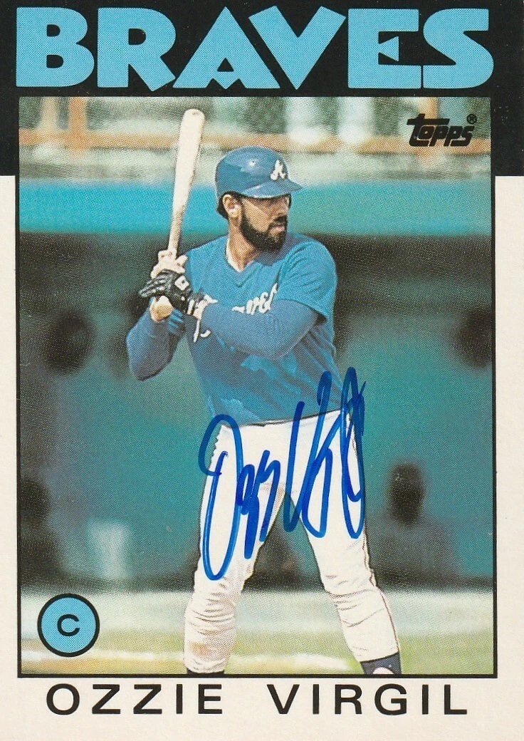 OZZIE VIRGIL ATLANTA BRAVES 1986 TOPPS TRADED CARD #119T SIGNED