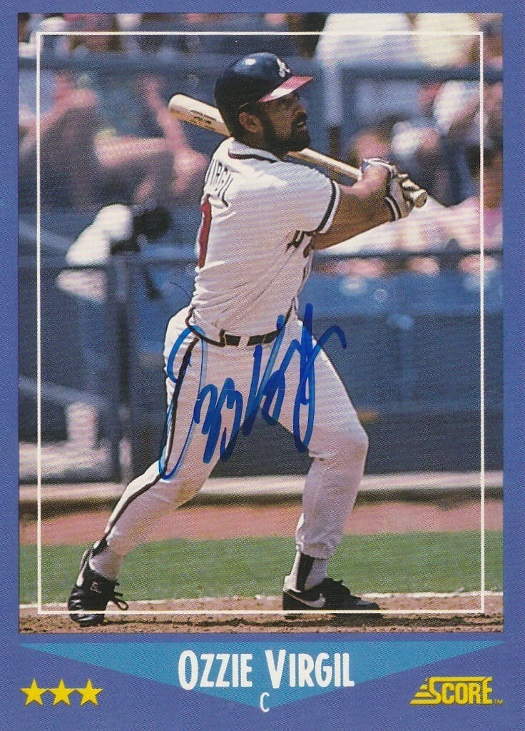 OZZIE VIRGIL ATLANTA BRAVES 1988 SCORE CARD #129 SIGNED