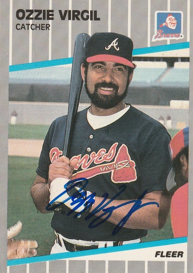 OZZIE VIRGIL ATLANTA BRAVES 1989 FLEER CARD #605 SIGNED