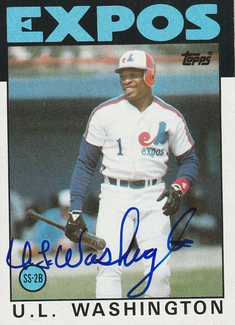 U.L. WASHINGTON MONTEAL EXPOS 1986 TOPPS CARD #113 SIGNED
