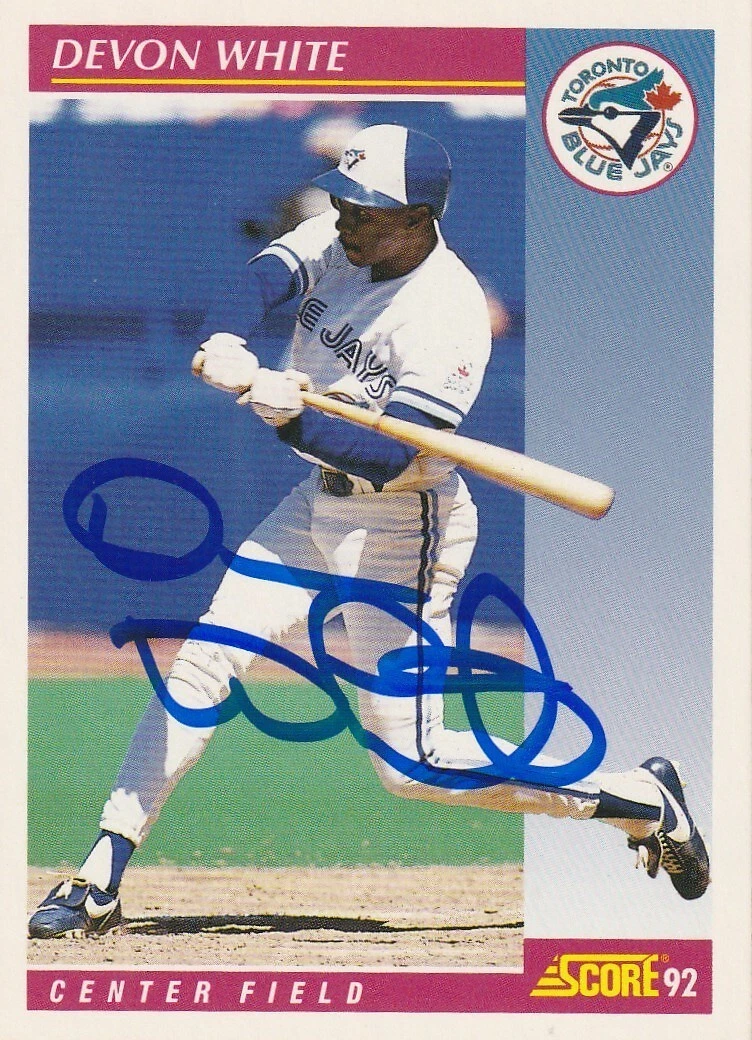 DEVON WHITE TORONTO BLUE JAYS 1992 SCORE CARD #198 SIGNED