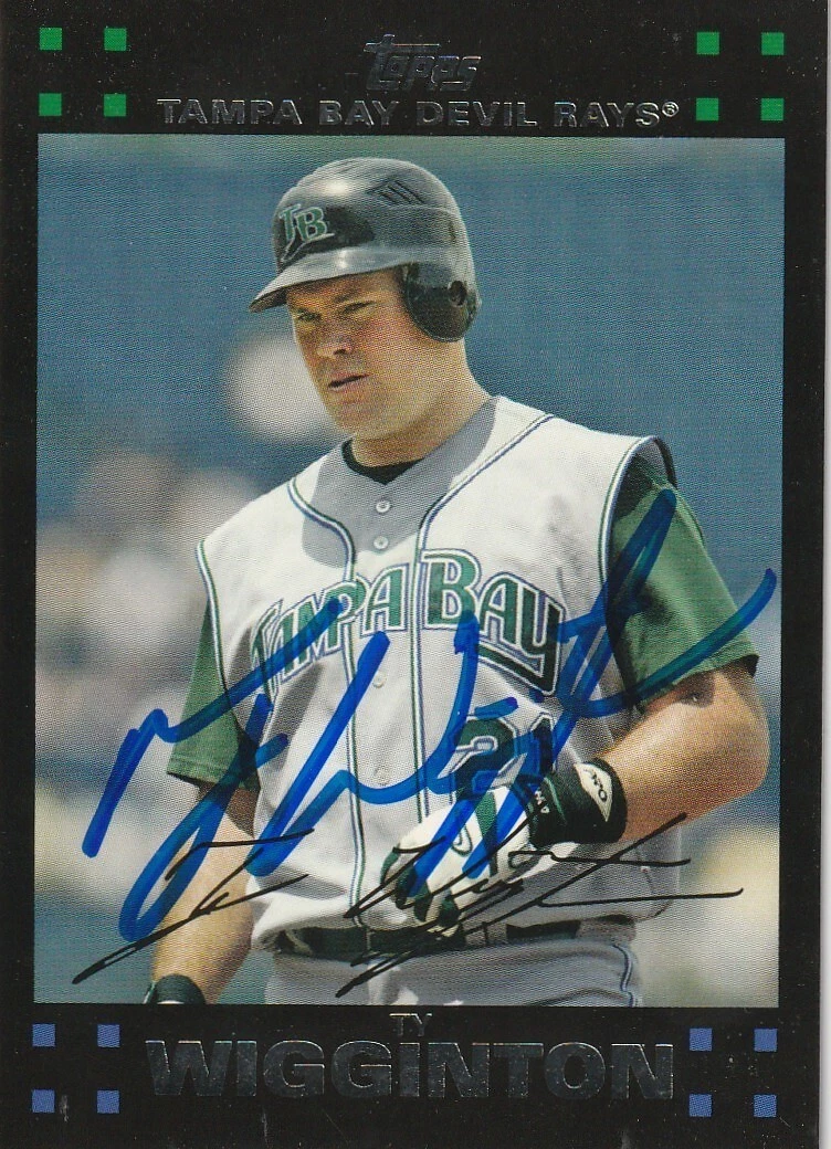TY WIGGINTON TAMP BAY DEVIL RAYS 2007 TOPPS CARD #524 SIGNED