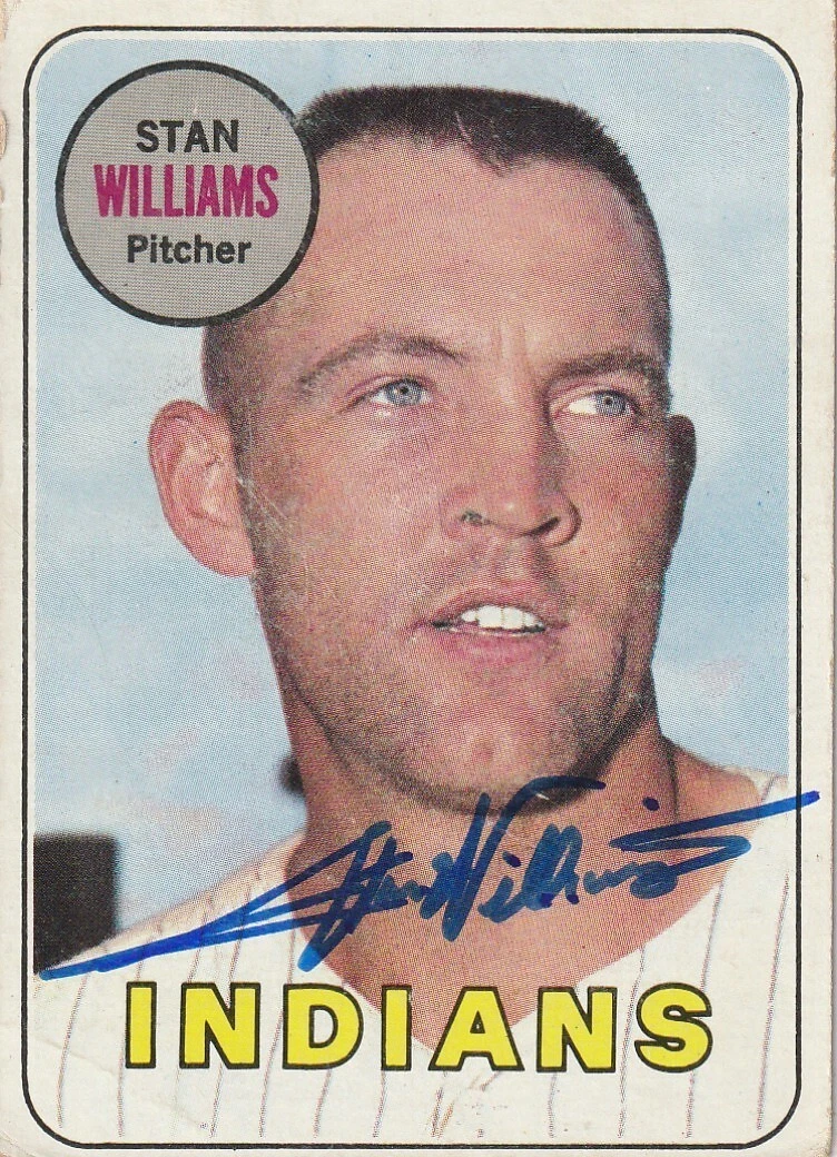 STAN WILLIAMS CLEVELAND INDIANS TOPPS 1969 CARD #118 SIGNED