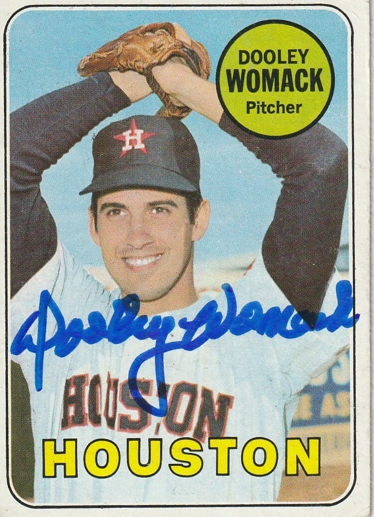 DOOLEY WOMACK HOUSTON ASTROS 1969 TOPPS CARD #594 SIGNED