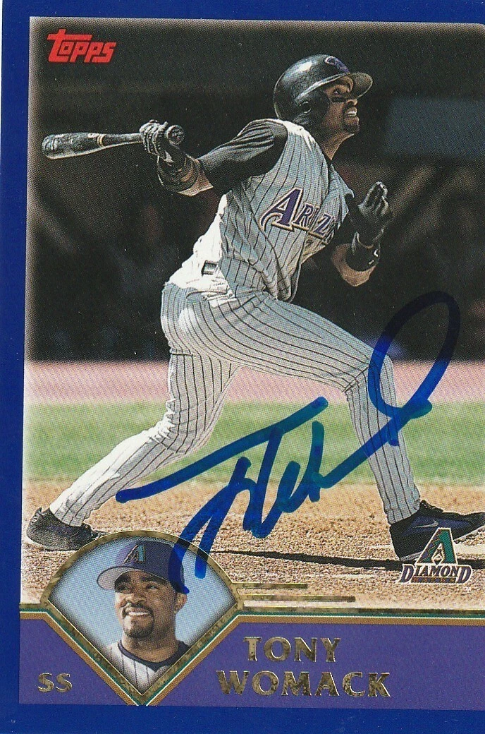 TONY WOMACK ARIZONA DIAMONDBACKS 2003 TOPPS CARD #193 SIGNED