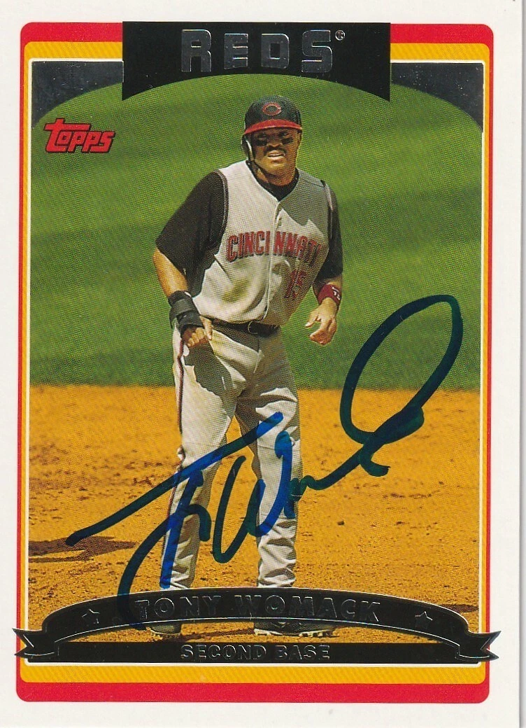 TONY WOMACK CINCINNATI REDS  2006 TOPPS CARD #424 SIGNED