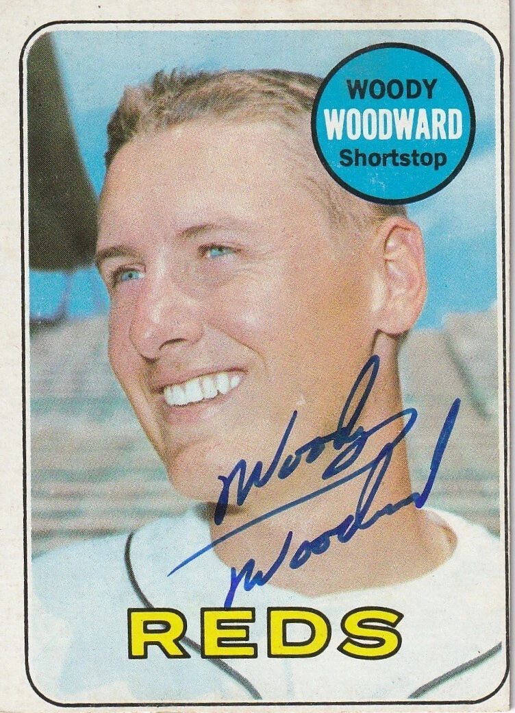 WOODY WOODWARD CINCINNATI REDS 1969 TOPPS CARD #142 SIGNED