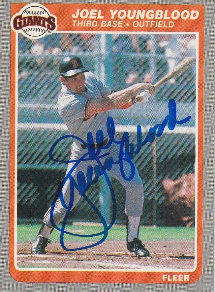 JOEL YOUNGBLOOD SAN FRANCISCO GIANTS  SIGNED 1985 FLEER CARD #625
