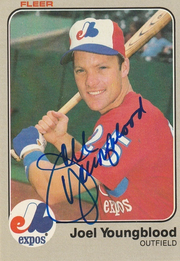 JOEL YOUNGBLOOD MONTREAL EXPOS  SIGNED 1983 FLEER CARD #301