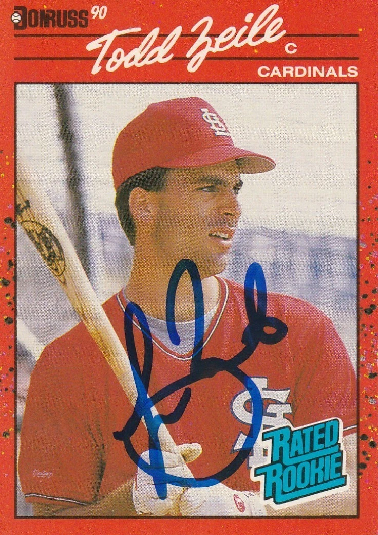 TODD ZEILE ST. LOUIS CARDINALS  SIGNED 1990 DONRUSS CARD #29