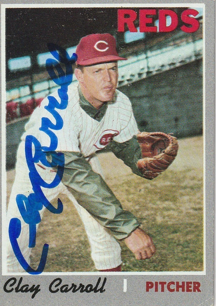 CLAY CARROLL CINCINNATI REDS  SIGNED 1970 TOPPS CARD #133