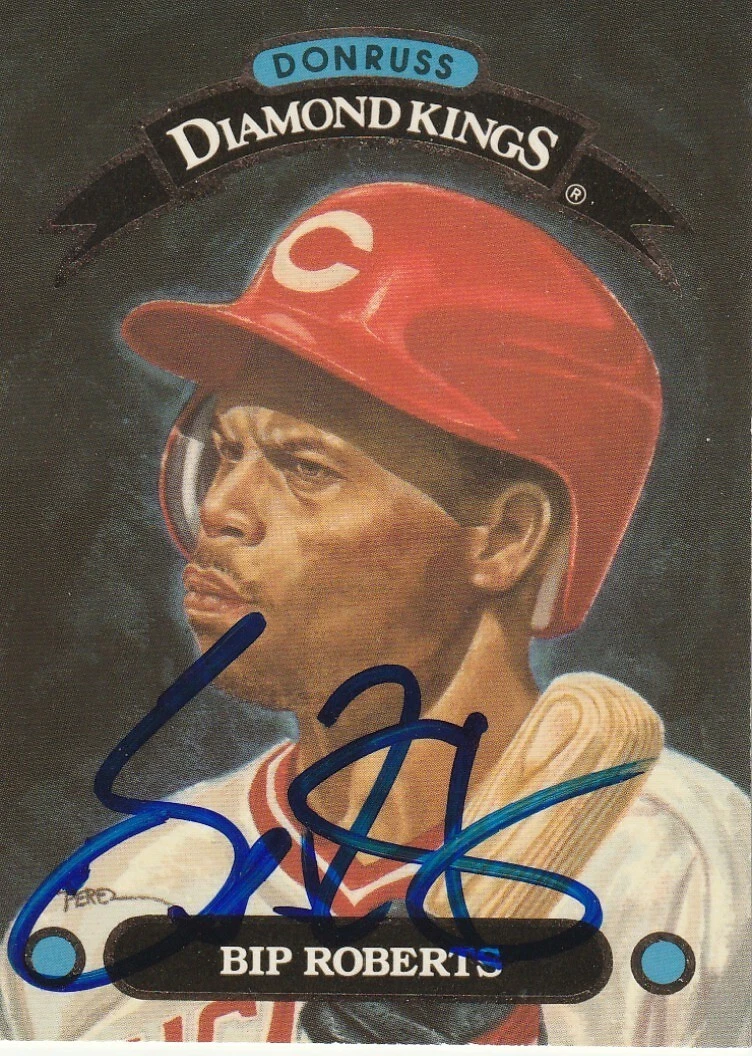 BIP ROBERTS CINCINNATI REDS  SIGNED 1993 DONRUSS DIAMOND KING CARD #DK-11