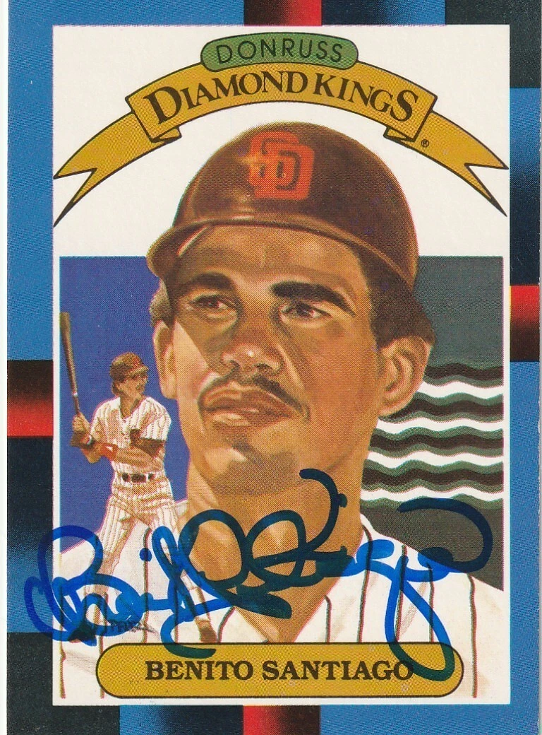 BENITO SANTIAGO SAN DIEGO PADRES  SIGNED 1988 DONRUSS DIAMOND KING CARD #3