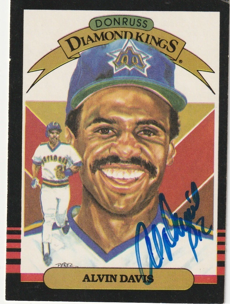 ALVIN DAVIS SEATTLE MARINERS  SIGNED 1985 DONRUSS DIAMOND KING CARD #18