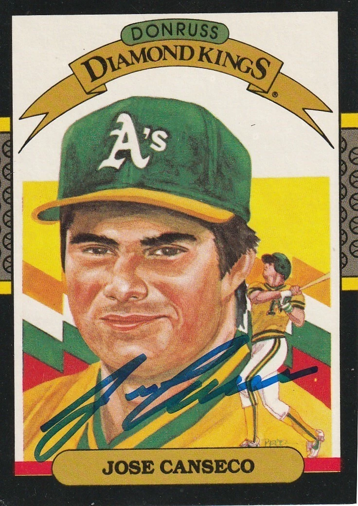 JOSE CANSECO OAKLAND A'S   SIGNED 1987 DONRUSS DIAMOND KING CARD #6