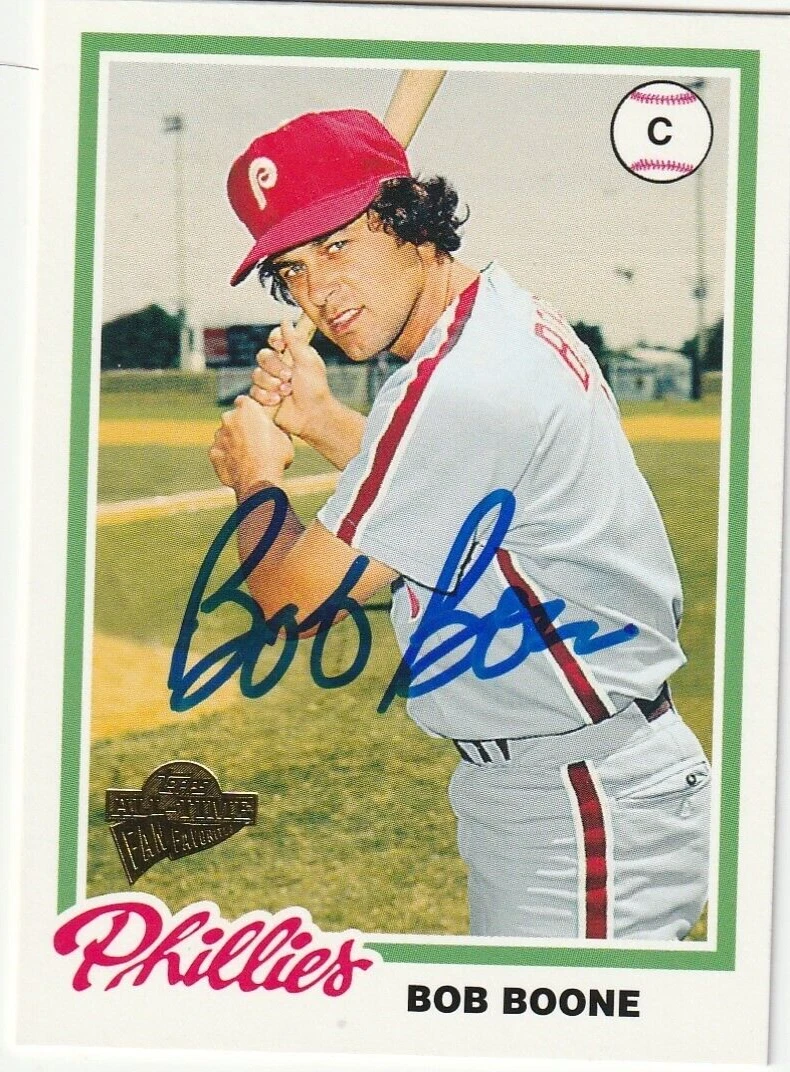 BOB BOONE PHILADELPHIA PHILLIES  SIGNED 2005 TOPPS ALL-TIME FAN FAVORITES #132