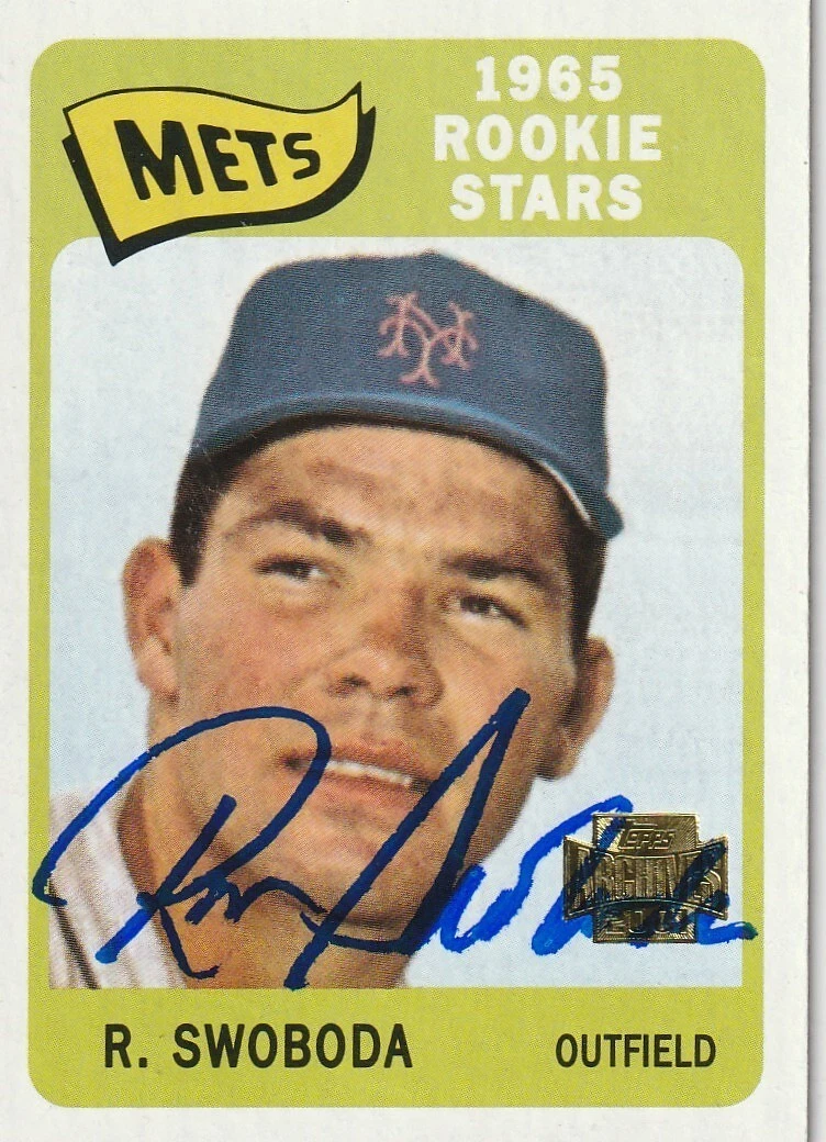 RON SWOBODA NEW YORK METS   SIGNED 2001 TOPPS ARCHIVES CARD #274