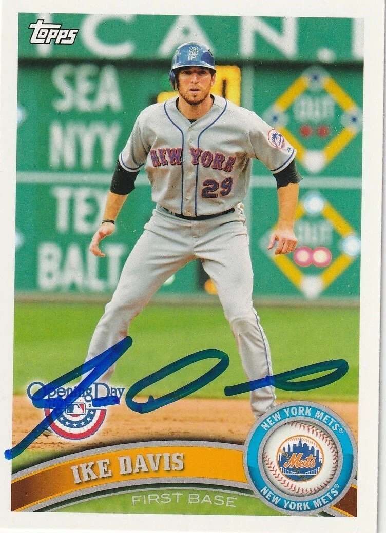 IKE DAVIS NEW YORK METS  SIGNED 2011 TOPPS OPENING DAY CARD #129