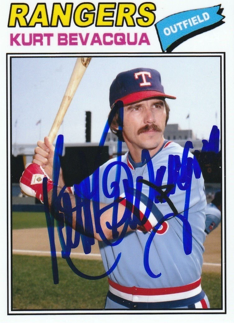 KURT BEVACQUA TEXAS RANGERS  SIGNED 1977 STYLE CUSTOM CARD