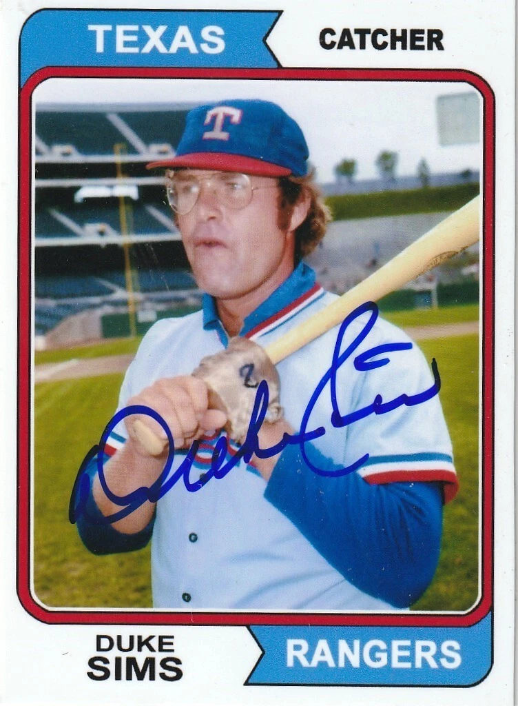 DUKE SIMS TEXAS RANGERS  SIGNED 1974 STYLE CUSTOM CARD