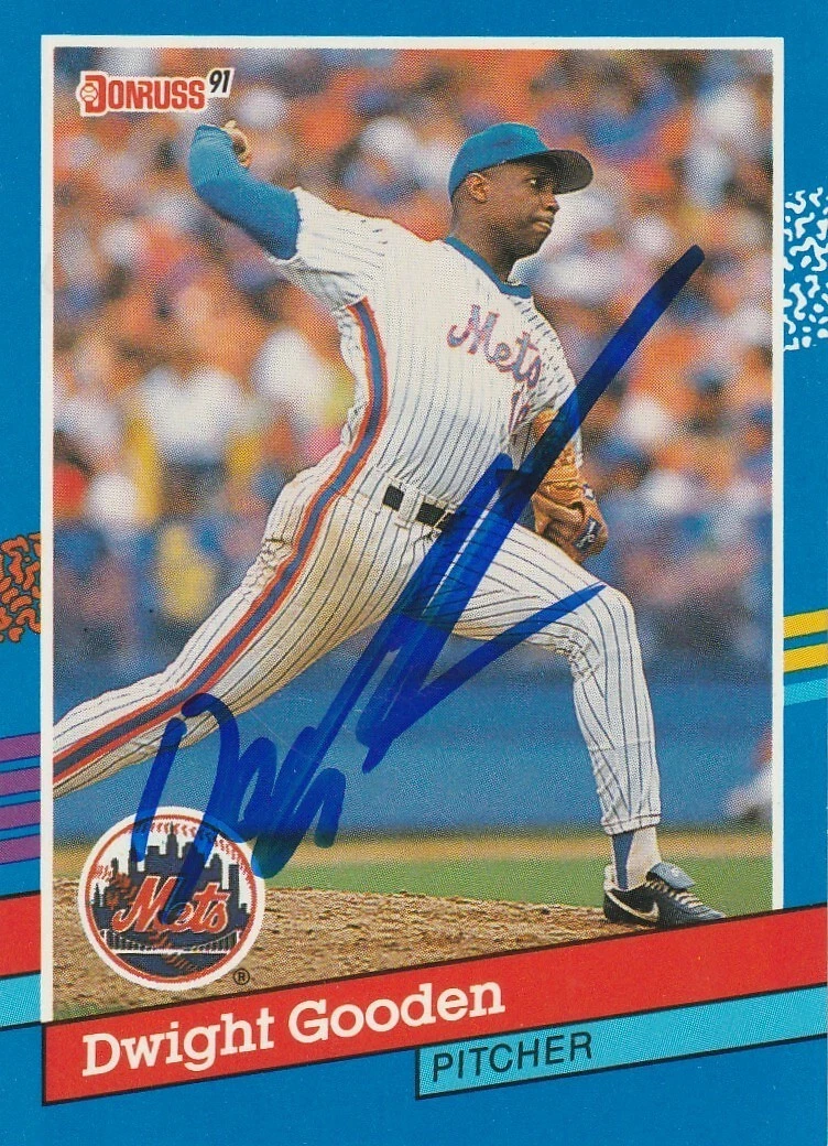 DWIGHT GOODEN NEW YORK METS  SIGNED 1991 DONRUSS CARD #206