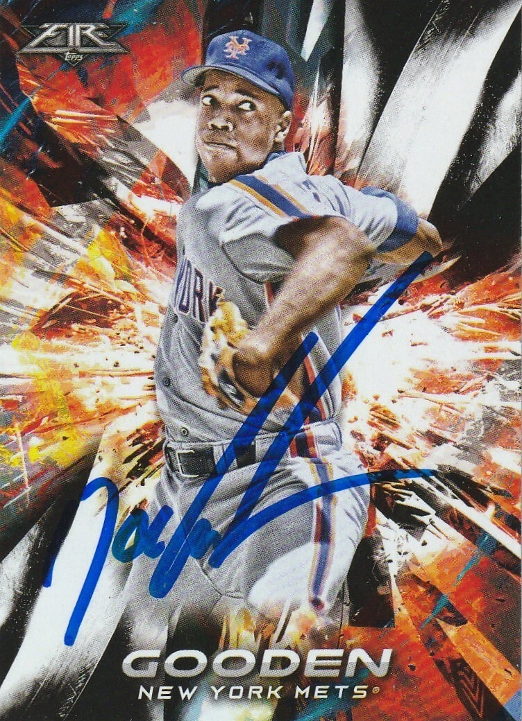 DWIGHT GOODEN NEW YORK METS  SIGNED 2018 TOPPS FIRE CARD #3