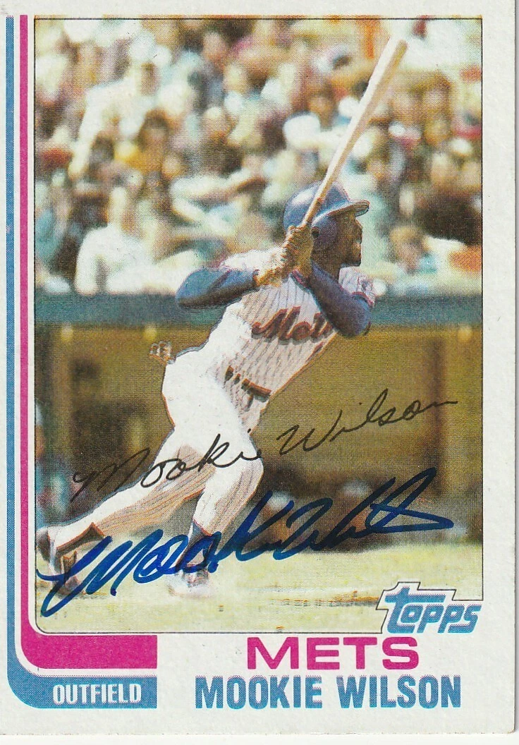 MOOKIE WILSON NEW YORK METS  SIGNED TOPPS 1982 CARD #143