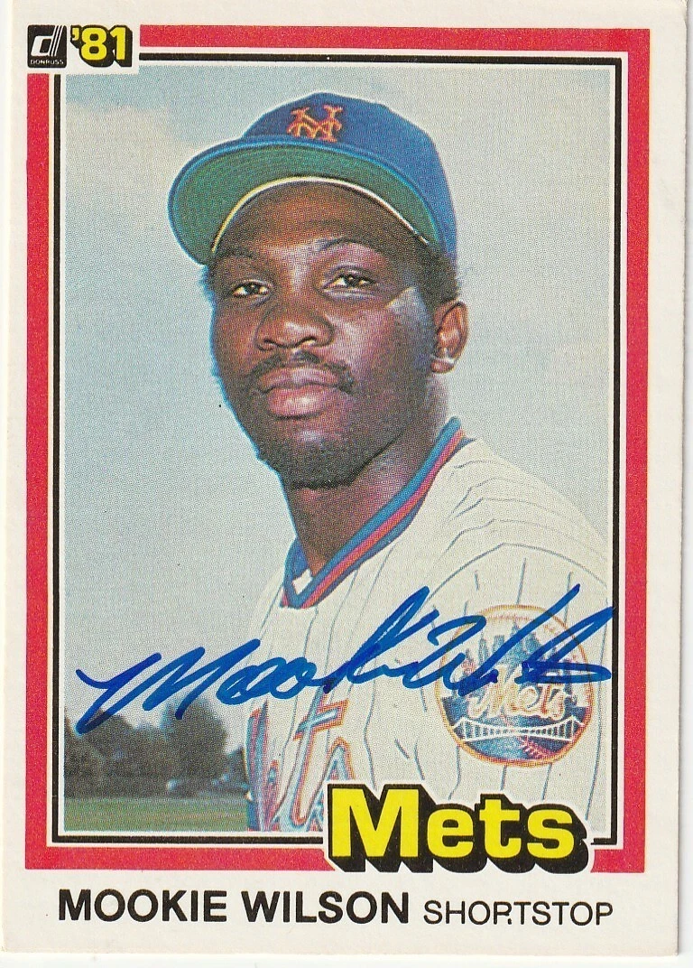 MOOKIE WILSON NEW YORK METS  SIGNED DONRUSS 1981 CARD #575