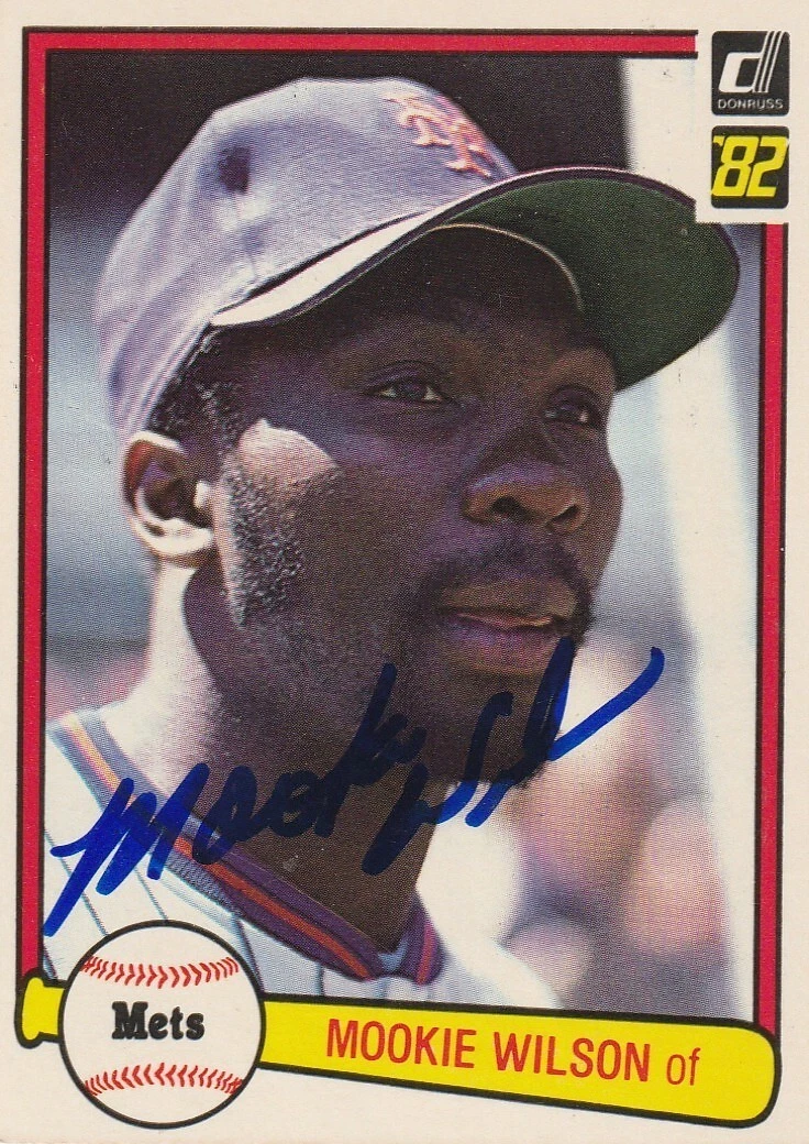 MOOKIE WILSON NEW YORK METS  SIGNED DONRUSS 1982 CARD #175
