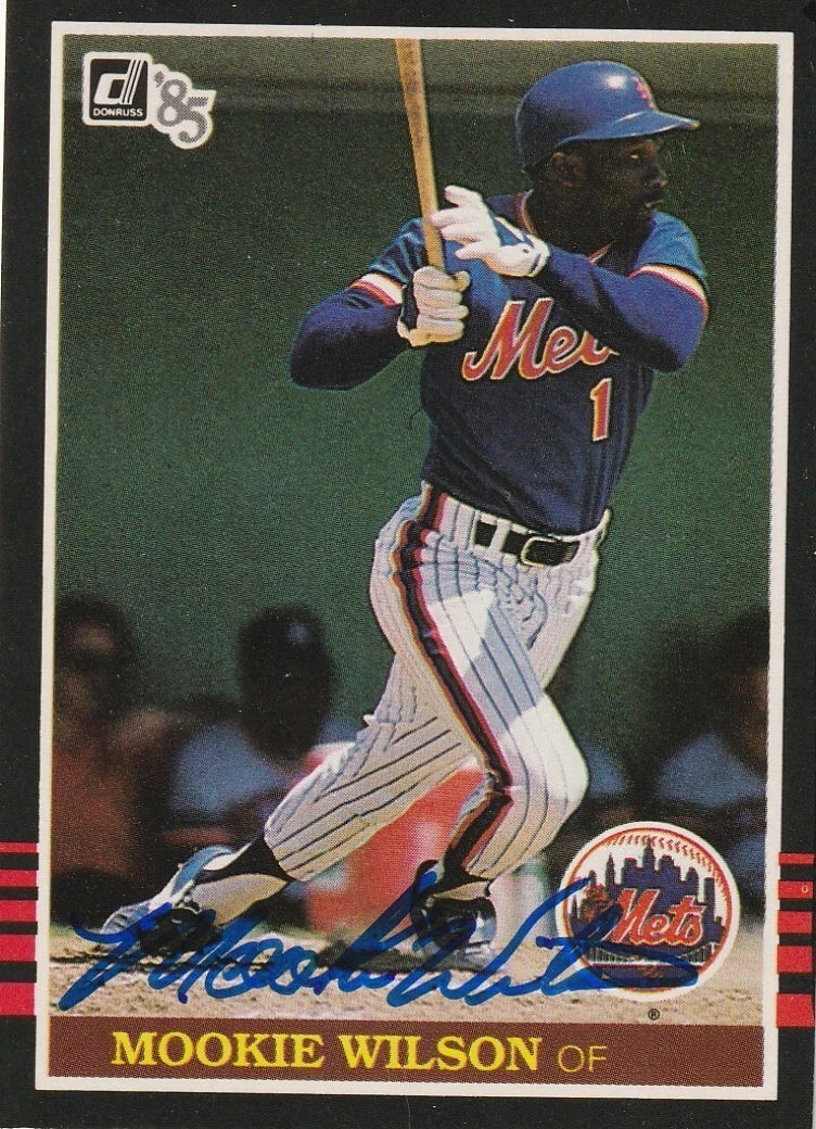MOOKIE WILSON NEW YORK METS  SIGNED DONRUSS 1985 CARD #482