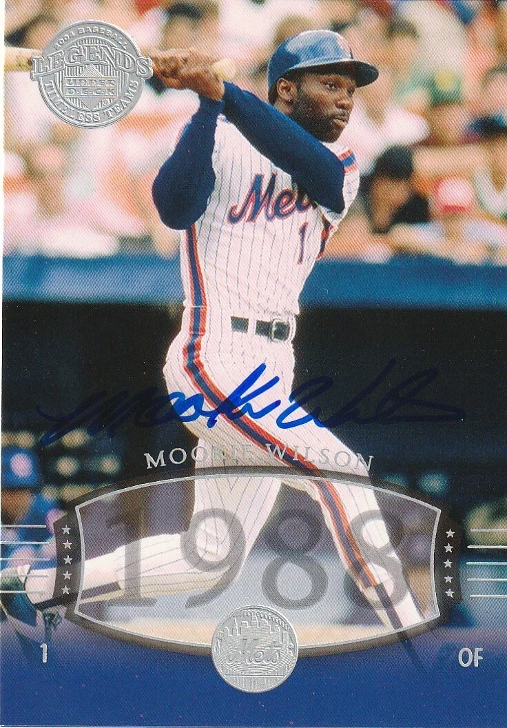 MOOKIE WILSON NEW YORK METS  SIGNED 2004 UPPER DECK LEGENDS TT CARD #288