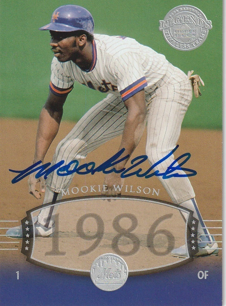 MOOKIE WILSON NEW YORK METS  SIGNED 2004 UPPER DECK LEGENDS TT CARD #261