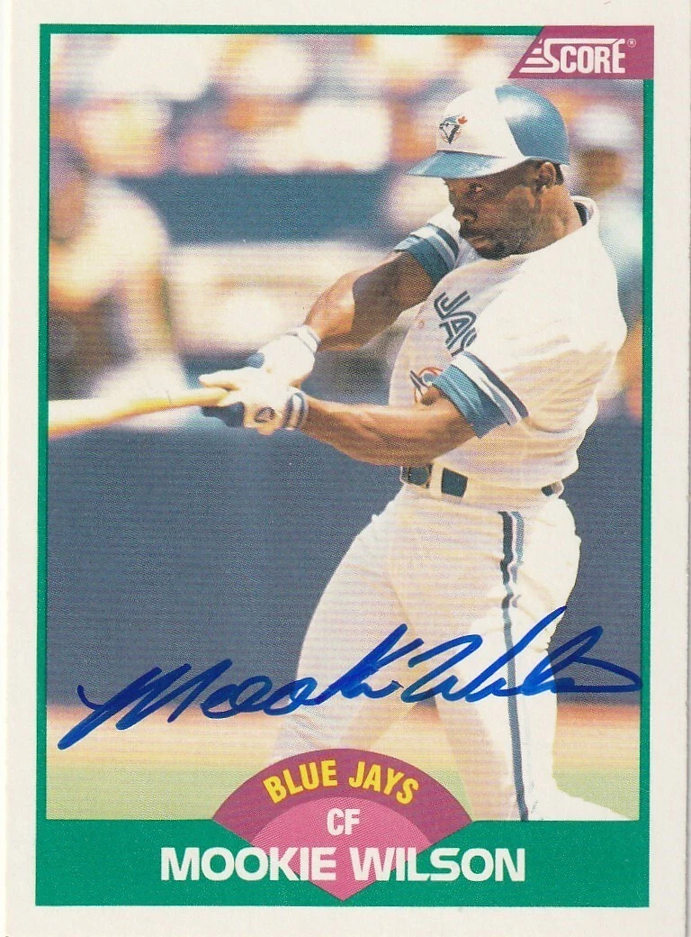 MOOKIE WILSON TORONTO BLUE JAYS  SIGNED 1989 SCORE TRADED CARD #16T