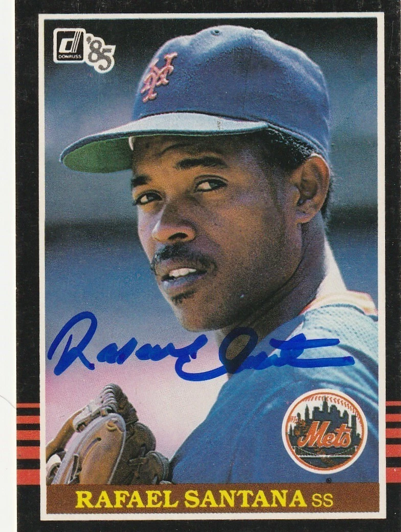 RAFAEL SANTANA NEW YORK METS  SIGNED 1985 DONRUSS CARD #610